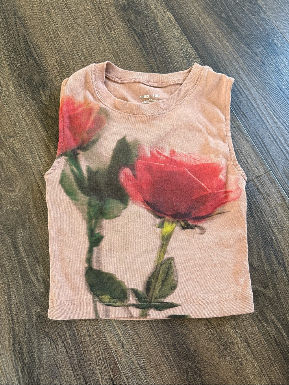Graphic Rose Tank Top - Pink with Red Roses